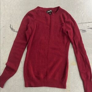 Express Red Crew Neck Sweater with Ribbed Cuffs